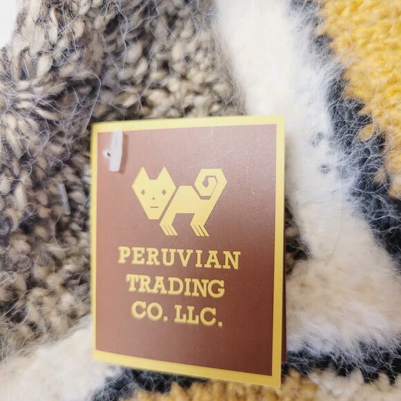 Peruvian Trading Company Hat Knit Owl Ear Flap Pom Pom Handmade Peru Cozy New - Picture 4 of 12